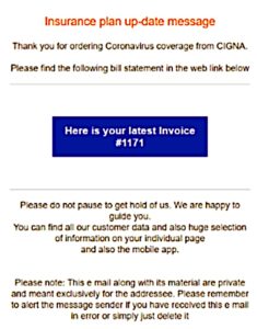 The screenshot of a coronavirus-themed phishing email